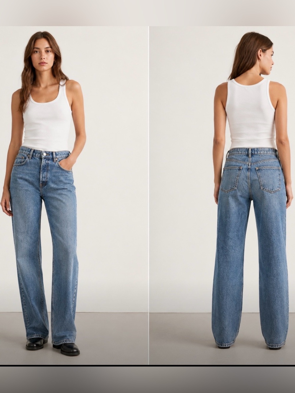 Zara Agolde Women’s Relaxed Blue Straight leg High Rise Minimalist Jeans Sz 4
